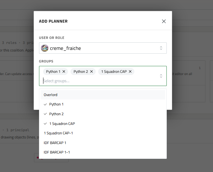 Add planner dialog