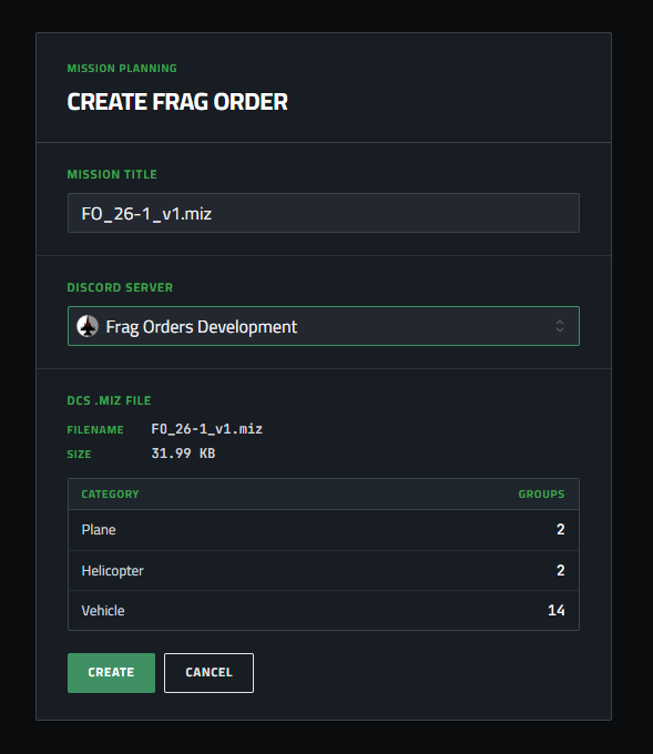 Create form with .miz uploaded