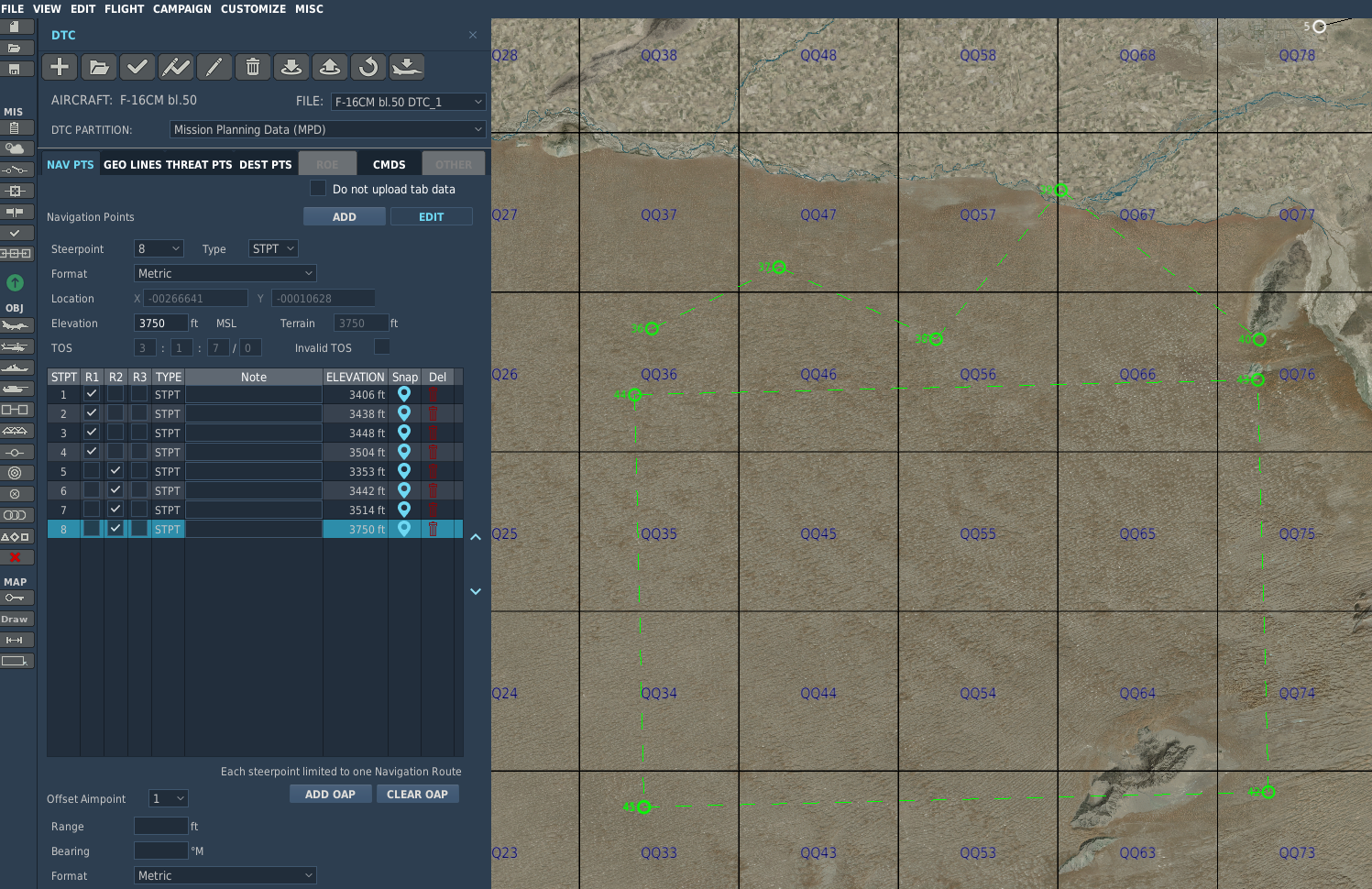 The packaged drawings loaded in the DCS DTC editor and shown on the in-game map
