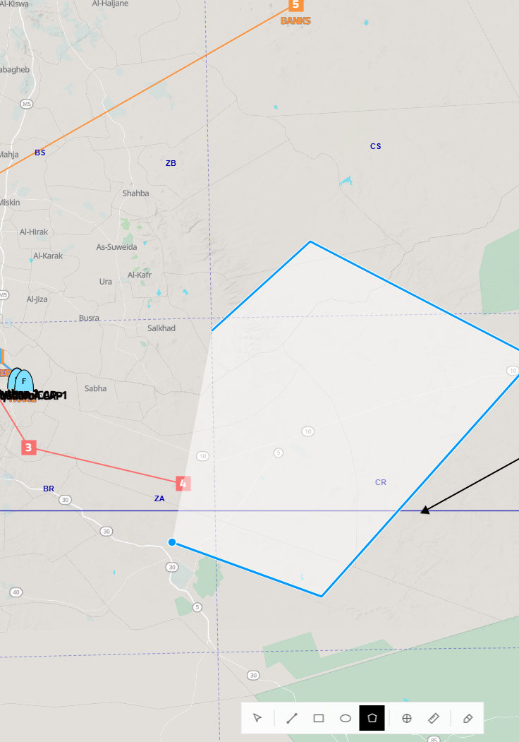 Polygon being drawn on the map