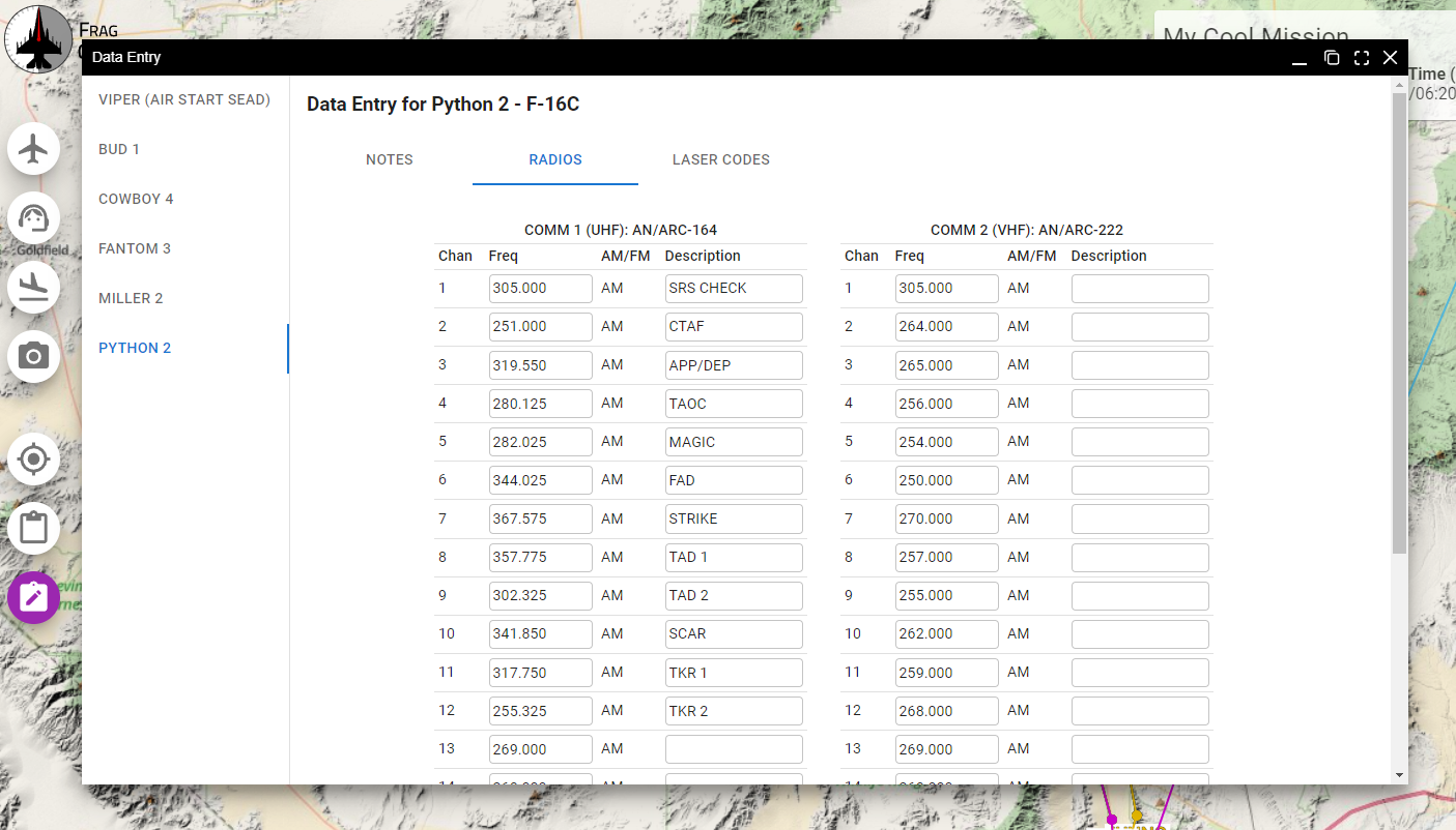 Radio preset input for planners